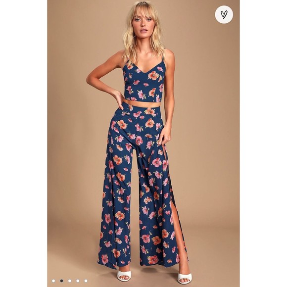 Floral Navy Women's Jumpsuit **Pants Only - Picture 1 of 11